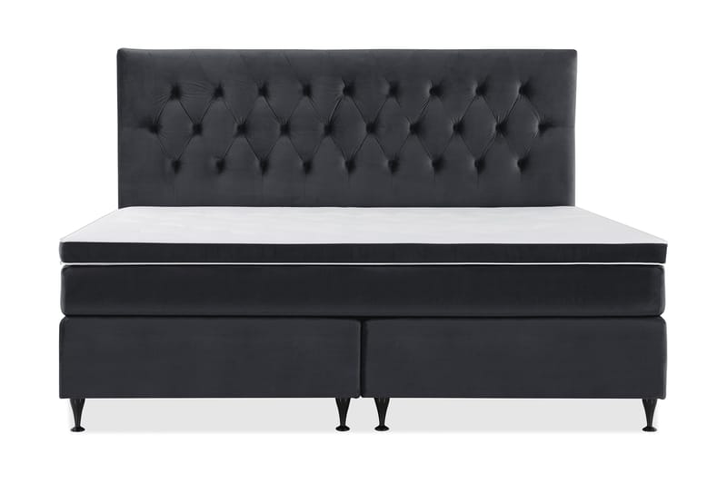 Royal Velvet Komplett Sengpakke 210x210 cm - Sort med Lave Sorte Ben - Møbler - Senge - Kontinentalsenge