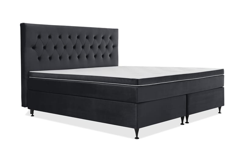 Royal Velvet Komplett Sengpakke 210x210 cm - Sort med Lave Sorte Ben - Møbler - Senge - Kontinentalsenge