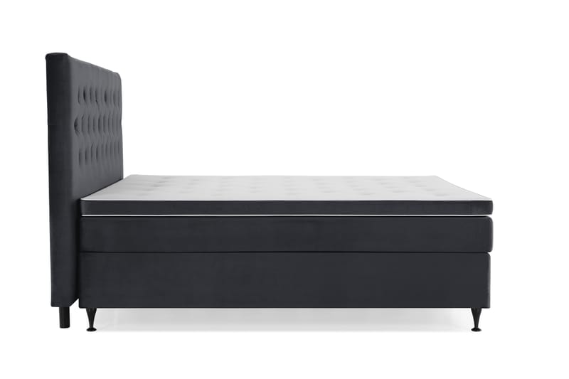 Royal Velvet Komplett Sengpakke 210x210 cm - Sort med Lave Sorte Ben - Møbler - Senge - Kontinentalsenge