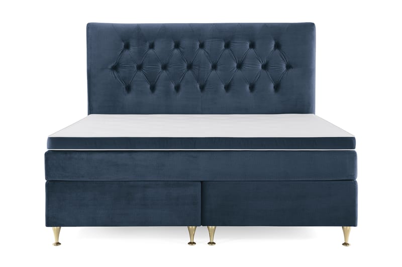 Royal Velvet Kontinentalseng 160x200 - mørkeblå - Dobbeltsenge - Komplet sengepakke - Kontinentalsenge
