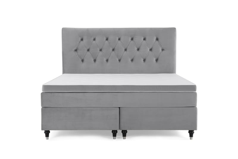 Royal Velvet Kontinentalseng 180x200 cm - Lysegrå med Lave Formede Ben - Møbler - Senge - Komplet sengepakke