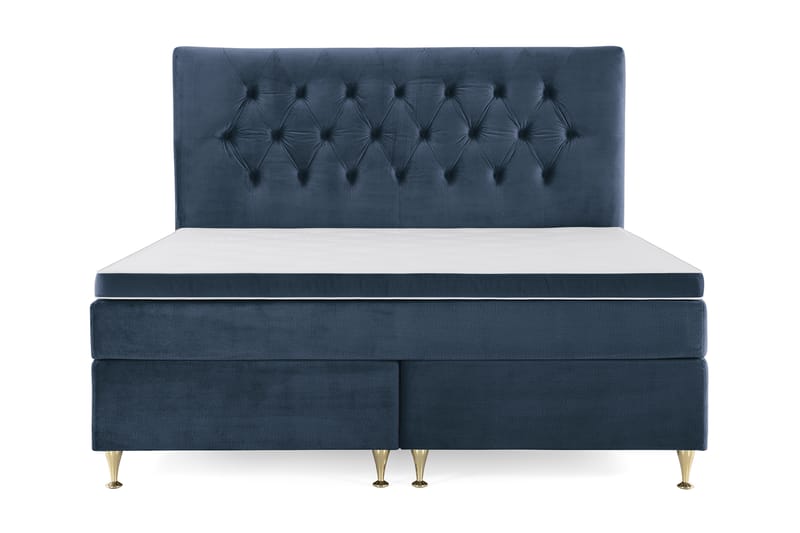 Royal Velvet Kontinentalseng 180x200 cm - mørkeblå - Møbler - Senge - Komplet sengepakke