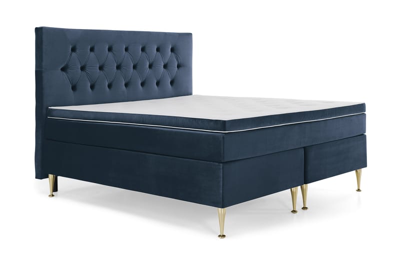 Royal Velvet Kontinentalseng 180x200 cm - mørkeblå - Møbler - Senge - Komplet sengepakke