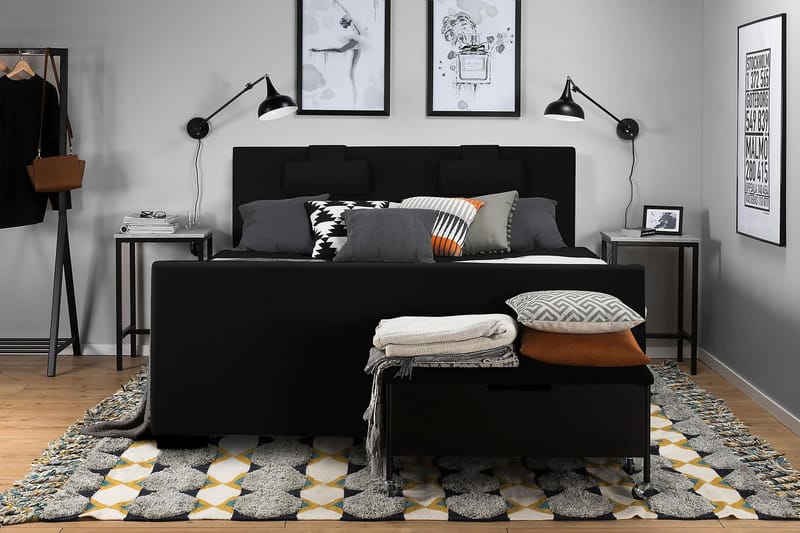 Samantha Kontinentalseng 160x200 - sort - Møbler - Senge - Kontinentalsenge