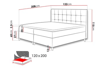 Sandham Kontinentalseng 120x200 cm - Gul - Møbler - Senge - Kontinentalsenge