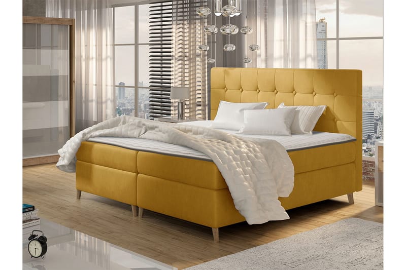Sandham Kontinentalseng 120x200 cm - Gul - Møbler - Senge - Kontinentalsenge