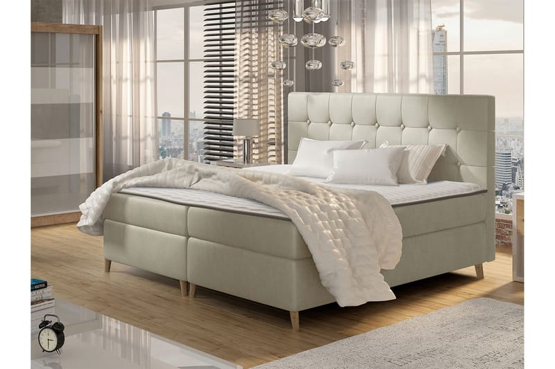 Sandham Kontinentalseng 140x200 cm - Beige - Møbler - Senge - Kontinentalsenge