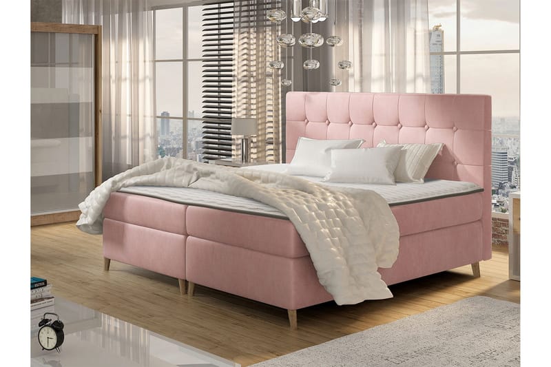 Sandham Kontinentalseng 160x200 cm - Lyserød - Møbler - Senge - Kontinentalsenge