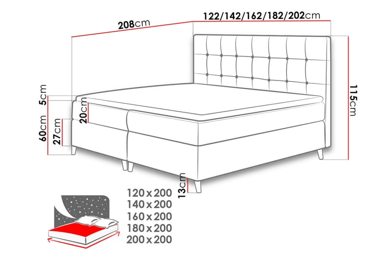 Sandham Kontinentalseng 180x200 cm - Gul - Møbler - Senge - Kontinentalsenge
