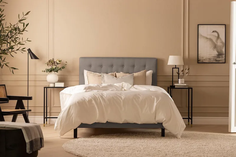 Scarlett Komplet Sengepakke 120x200 cm med Skummadras - Grå - Møbler - Senge - Kontinentalsenge