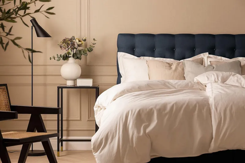 Scarlett Kontinentalseng 160x200 Skummadras - Blå - Møbler - Senge - Kontinentalsenge