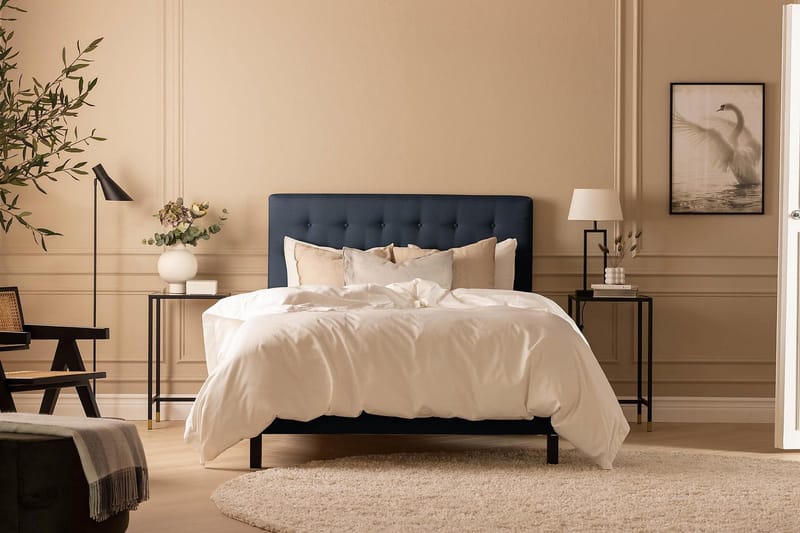 Scarlett Sengepakke 140x200 Latexmadras - Knappet gavl Blå - Møbler - Senge - Kontinentalsenge