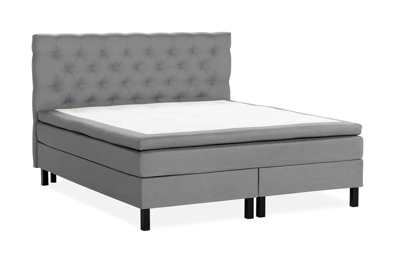 Scarlett Sengepakke 160x200 Skummadras - Dybt tuftet gavl Grå - Møbler - Senge - Kontinentalsenge
