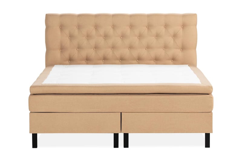 Scarlett Sengepakke 180x200 Memorymadras - Dybt tuftet gavl Beige - Møbler - Senge - Komplet sengepakke