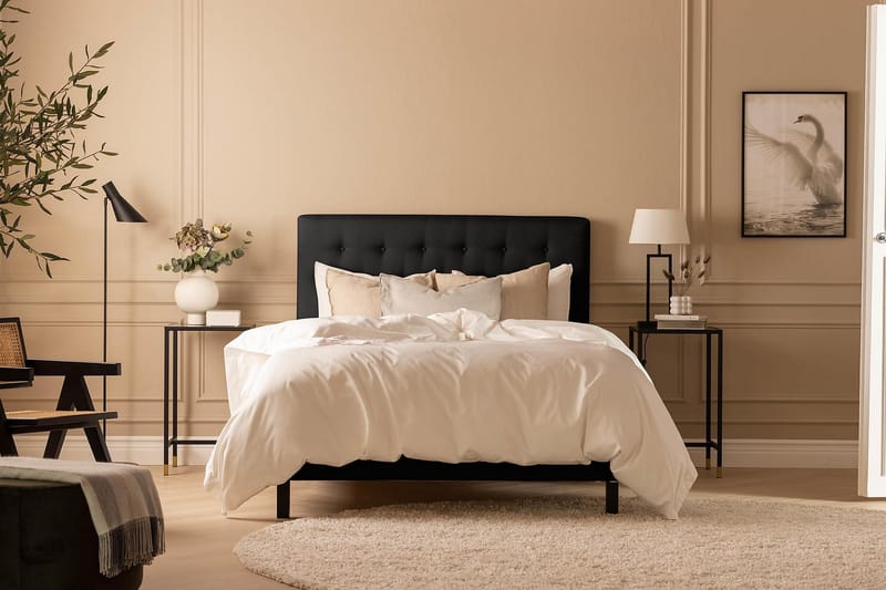 Scarlett Sengepakke 90x200 Memorymadras - Knappet gavl Sort - Møbler - Senge - Kontinentalsenge