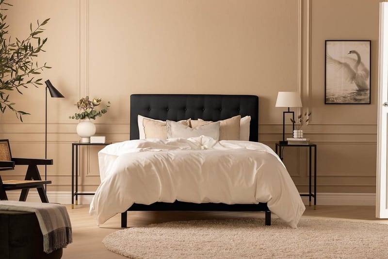 Scarlett Sengepakke 90x200 Memorymadras - Knappet gavl Sort - Møbler - Senge - Kontinentalsenge