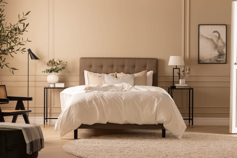 Scarlett Sengepakke 90x200 Skummadras - Knappet gavl Brun - Møbler - Senge - Kontinentalsenge