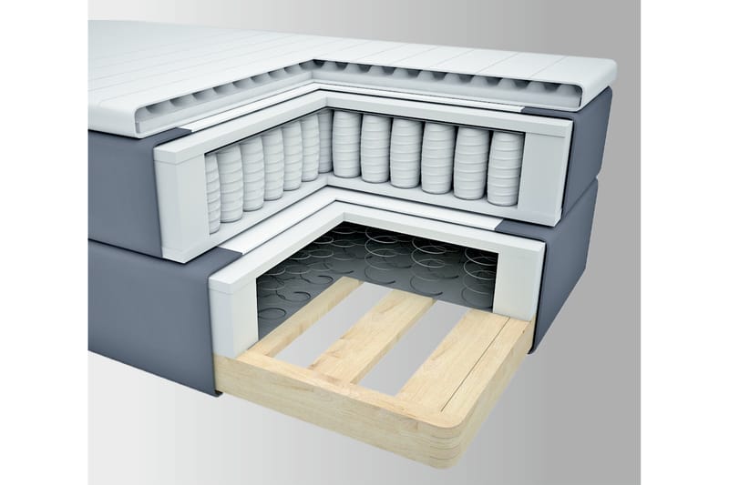 Select No 2 Komplet Sengepakke 120x200 - Lysegrå/Sort - Møbler - Senge - Komplet sengepakke