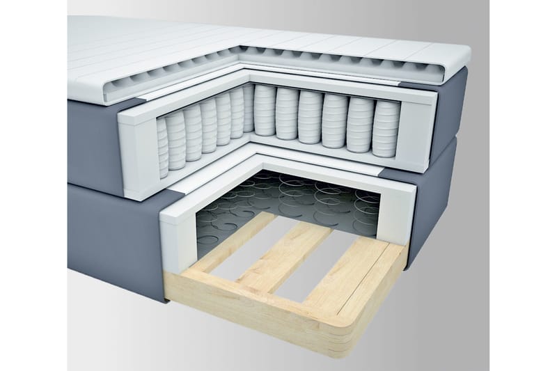 Select No 2 Komplet Sengepakke 160x200 - Lysegrå/Sort - Møbler - Senge - Kontinentalsenge