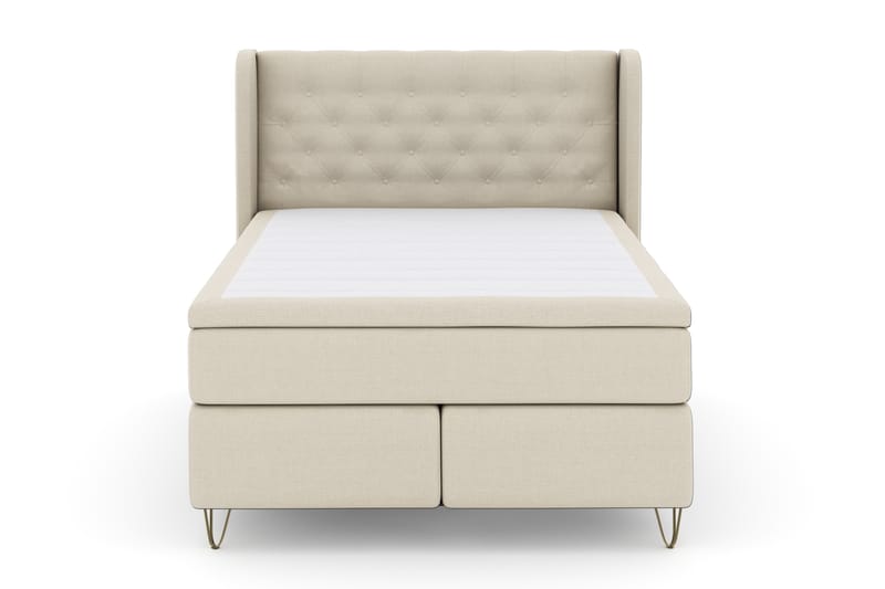 Select No 4 Komplet Sengepakke 140x200 Fast - Beige/Metal V-form - Møbler - Senge - Komplet sengepakke