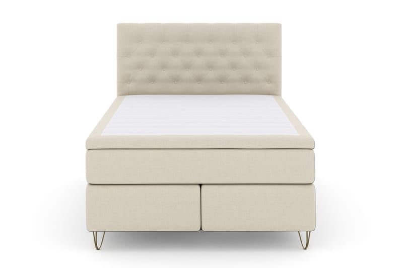 Select No 4 Komplet Sengepakke 140x200 Fast - Beige/Metal V-form - Møbler - Senge - Kontinentalsenge