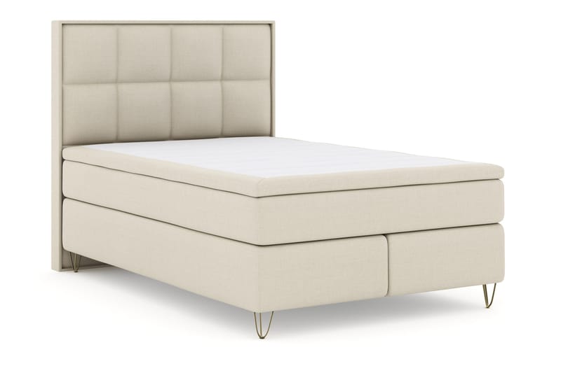 Select No 4 Komplet Sengepakke 140x200 Fast - Beige/Metal V-form - Møbler - Senge - Kontinentalsenge