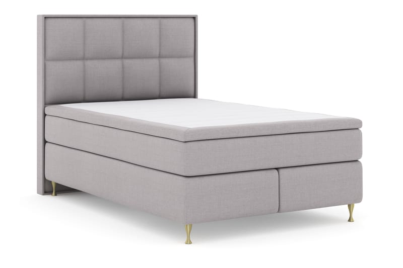 Select No 4 Komplet Sengepakke 140x200 Fast - Lysegrå/Guld - Møbler - Senge - Komplet sengepakke