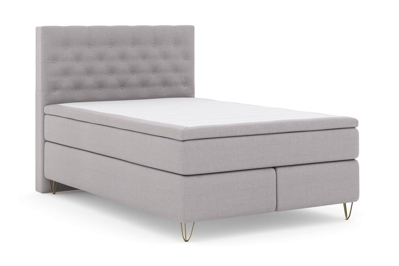 Select No 4 Komplet Sengepakke 140x200 Fast - Lysegrå/Metal V-form - Møbler - Senge - Komplet sengepakke