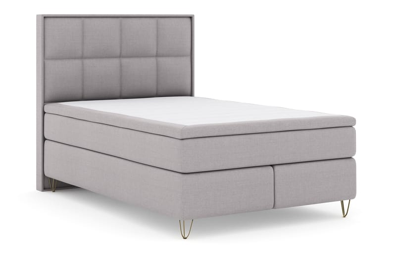 Select No 4 Komplet Sengepakke 140x200 Fast - Lysegrå/Metal V-form - Møbler - Senge - Komplet sengepakke