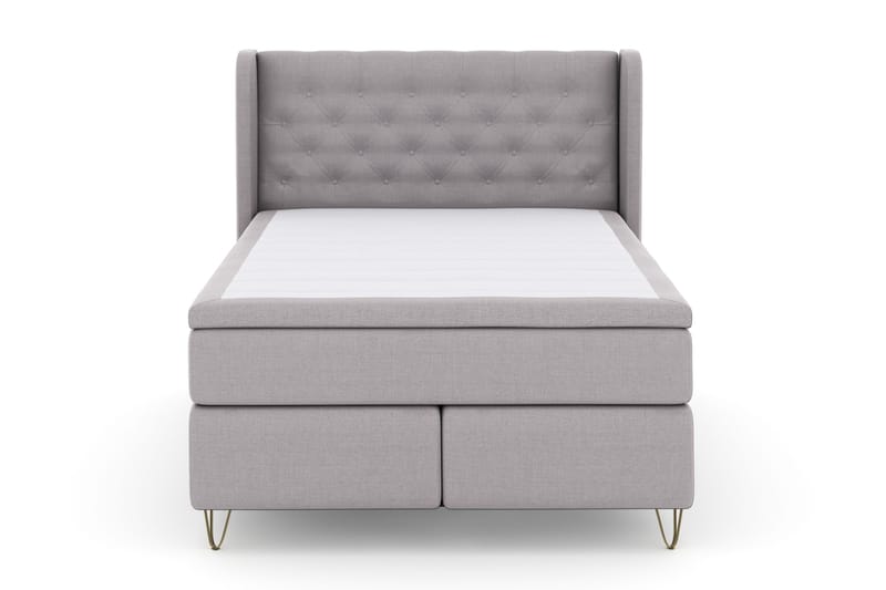 Select No 4 Komplet Sengepakke 140x200 Fast - Lysegrå/Metal V-form - Møbler - Senge - Kontinentalsenge