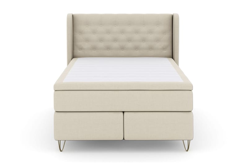 Select No 4 Komplet Sengepakke 140x200 Fast/Medium - Beige/Metal V-form - Møbler - Senge - Komplet sengepakke