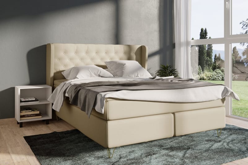 Select No 4 Komplet Sengepakke 180x200 Fast - Beige/Metal V-form - Møbler - Senge - Kontinentalsenge