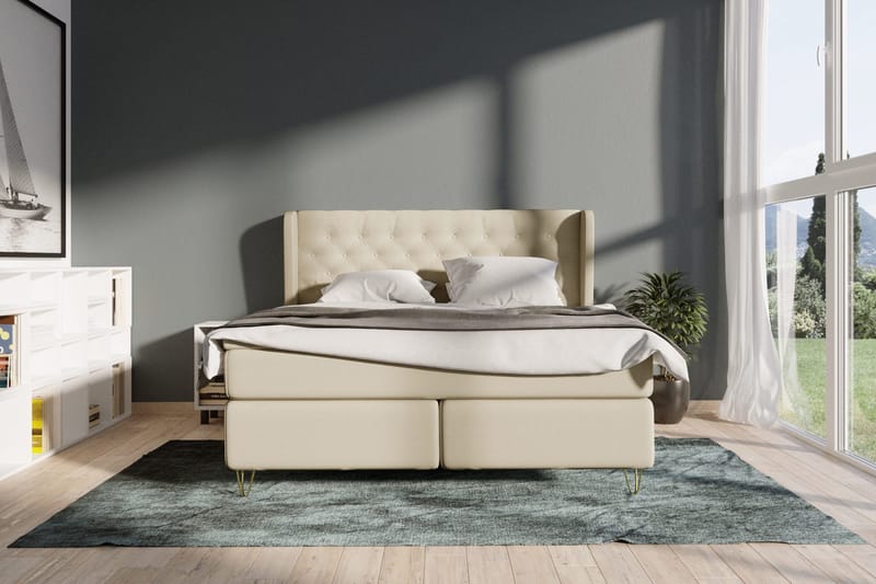 Select No 4 Komplet Sengepakke 180x200 Fast - Beige/Metal V-form - Møbler - Senge - Kontinentalsenge