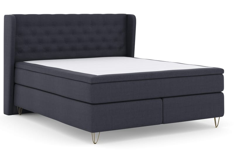 Select No 4 Komplet Sengepakke 180x200 Fast - Blå/Metal V-form - Møbler - Senge - Kontinentalsenge