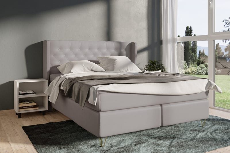 Select No 4 Komplet Sengepakke 180x200 Fast - Lysegrå/Metal V-form - Møbler - Senge - Kontinentalsenge