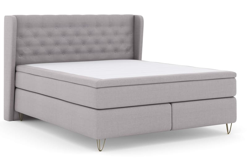 Select No 4 Komplet Sengepakke 180x200 Fast - Lysegrå/Metal V-form - Møbler - Senge - Kontinentalsenge