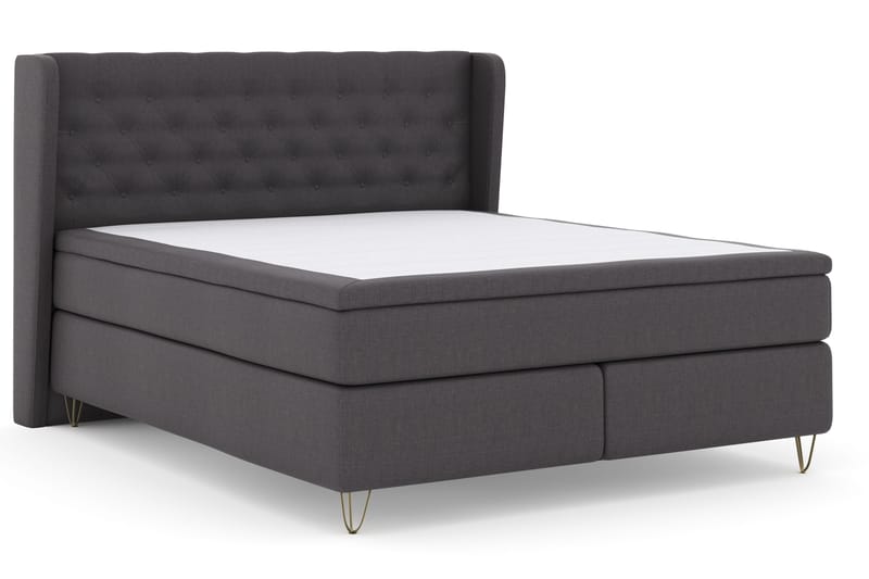Select No 4 Komplet Sengepakke 180x200 Fast - Mørkegrå/Metal V-form - Møbler - Senge - Kontinentalsenge