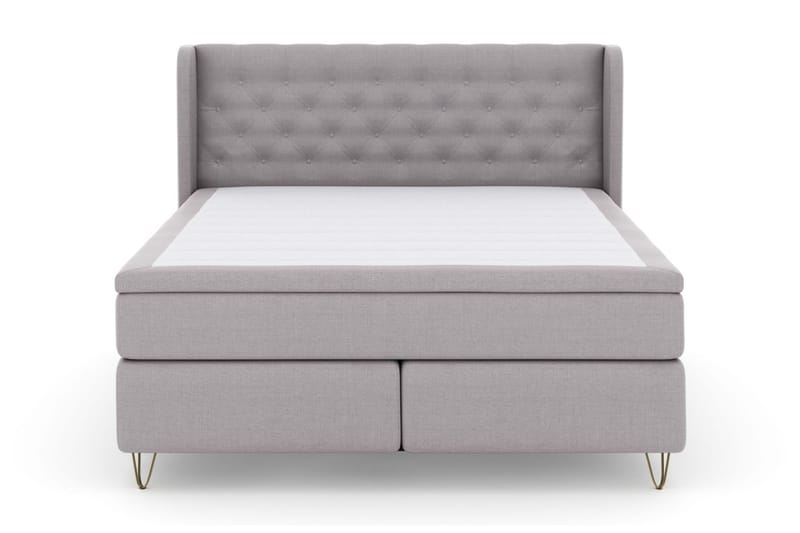 Select No 5 Komplet Sengepakke 210x210 Fast/Medium Watergel - Lysegrå/Metal V-form - Møbler - Senge - Kontinentalsenge