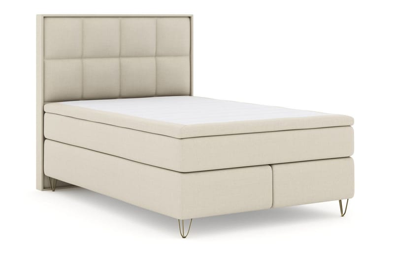 Select No 6 Komplet Sengepakke 140x200 Fast/Medium Watergel - Beige/Metal V-form - Møbler - Senge - Kontinentalsenge