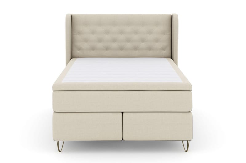 Select No 6 Komplet Sengepakke 140x200 Fast/Medium Watergel - Beige/Metal V-form - Møbler - Senge - Kontinentalsenge