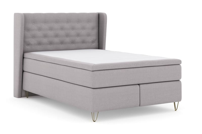 Select No 6 Komplet Sengepakke 140x200 Fast/Medium Watergel - Lysegrå/Metal V-form - Møbler - Senge - Komplet sengepakke