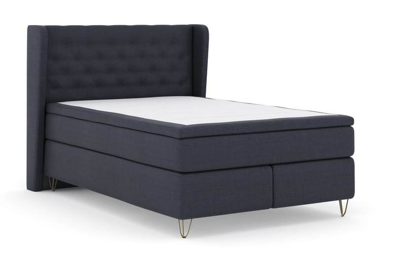 Select No 6 Komplet Sengepakke 140x200 Medium Memory/Pocket - Blå/Metal V-form - Møbler - Senge - Komplet sengepakke