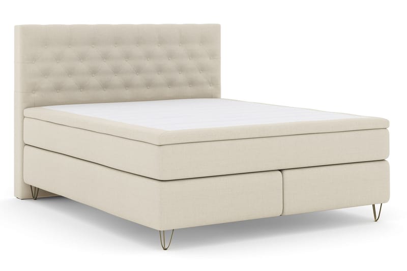 Select No 6 Komplet Sengepakke 210x210 Fast Watergel - Beige/Metal V-form - Møbler - Senge - Kontinentalsenge