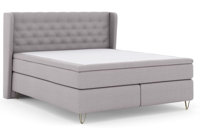 Select No 6 Komplet Sengepakke 210x210 Fast/Medium Watergel - Lysegrå/Metal V-form - Møbler - Senge - Kontinentalsenge