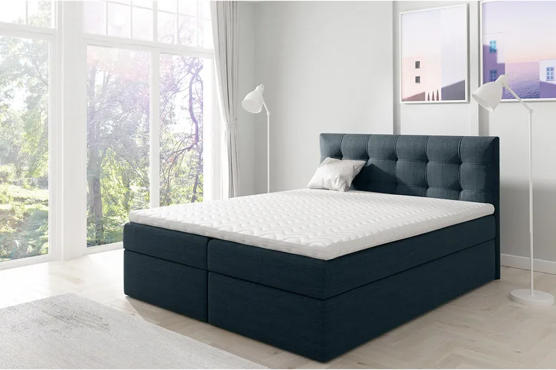 Skaftå kontinentalseng 180x200 - Sort / Blå / Grå / Hvid - Møbler - Senge - Kontinentalsenge