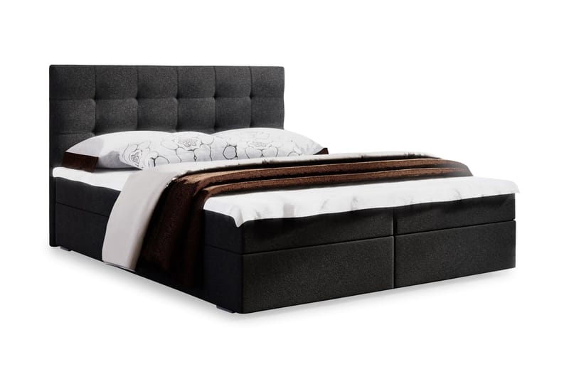 Stephanie sengepakke 140x200 Quiltet Gavl - mørkegrå - Komplet sengepakke - Kontinentalsenge - Dobbeltsenge