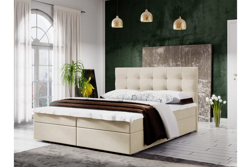 Stephanie sengepakke 160x200 Quiltet Gavl - hvid - Komplet sengepakke - Kontinentalsenge - Dobbeltsenge