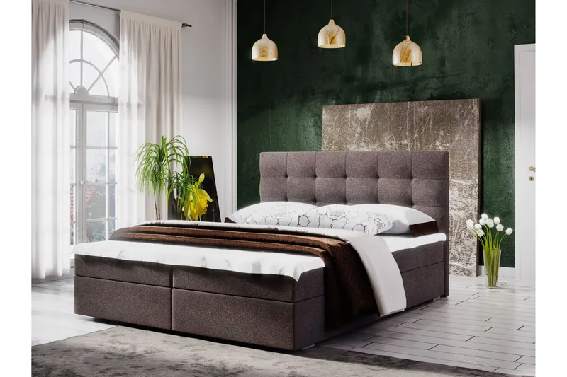 Stephanie sengepakke 180x200 Quiltet Gavl, Brun