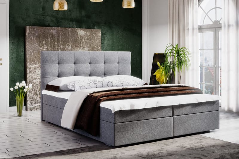 Stephanie sengepakke 180x200 Quiltet Gavl - Grå - Møbler - Senge - Kontinentalsenge