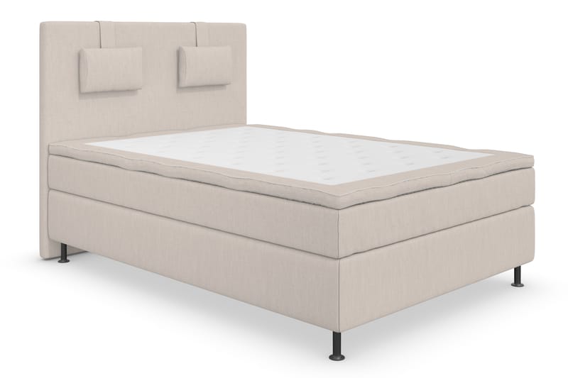 Superior Lyx Komplet Sengepakke 120 cm Beige - Sølv Ben - Komplet sengepakke - Kontinentalsenge